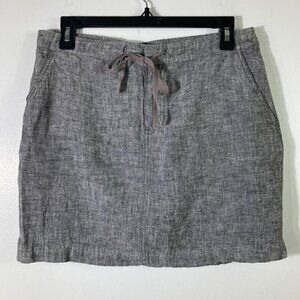 Womens Max Studio Linen‎ Mini Skirt Marled Gray S Tie Front Pockets